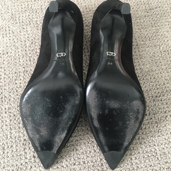 🖤CHRISTIAN DIOR BLK SUEDE POINTED-TOE HEEL PUMPS - Picture 7 of 8